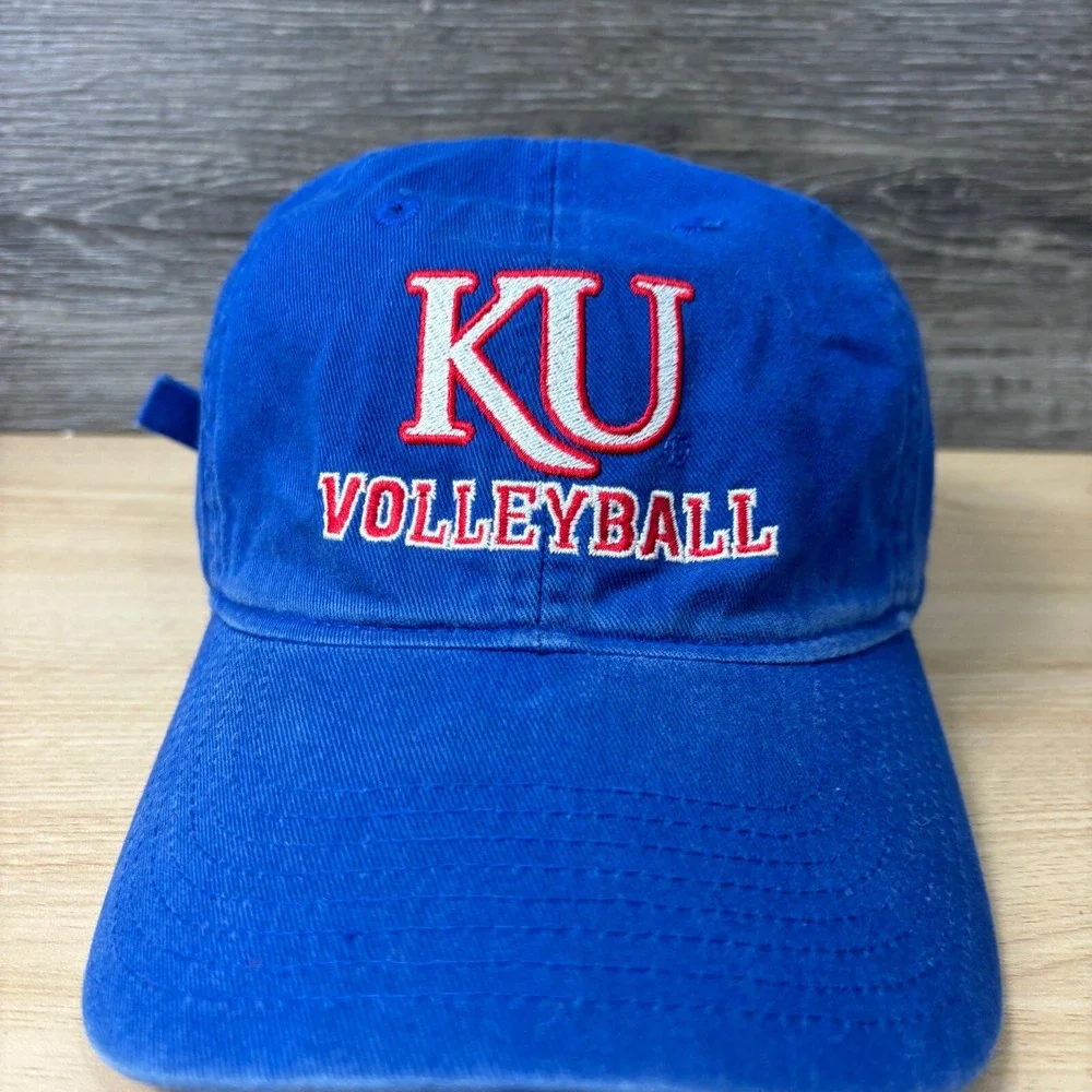 Kansas Jayhawks Hat Cap Strap Back‎ Blue Adidas Volleyball Adjustable
